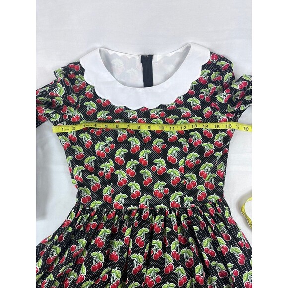 Handmade retro cherry print dress with Peter Pan collar rockabilly pinup style s - Picture 6 of 8
